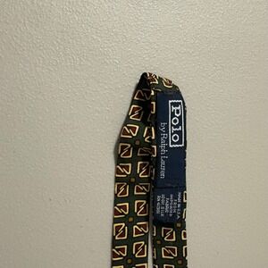 Polo by Ralph Lauren Bow Tie Green Geometric Pattern Silk Menswear Formal‎